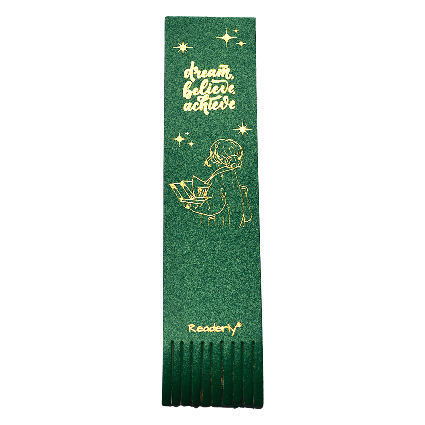 Readerly® Dream Believe Achieve Personalised Bonded Leather Bookmark