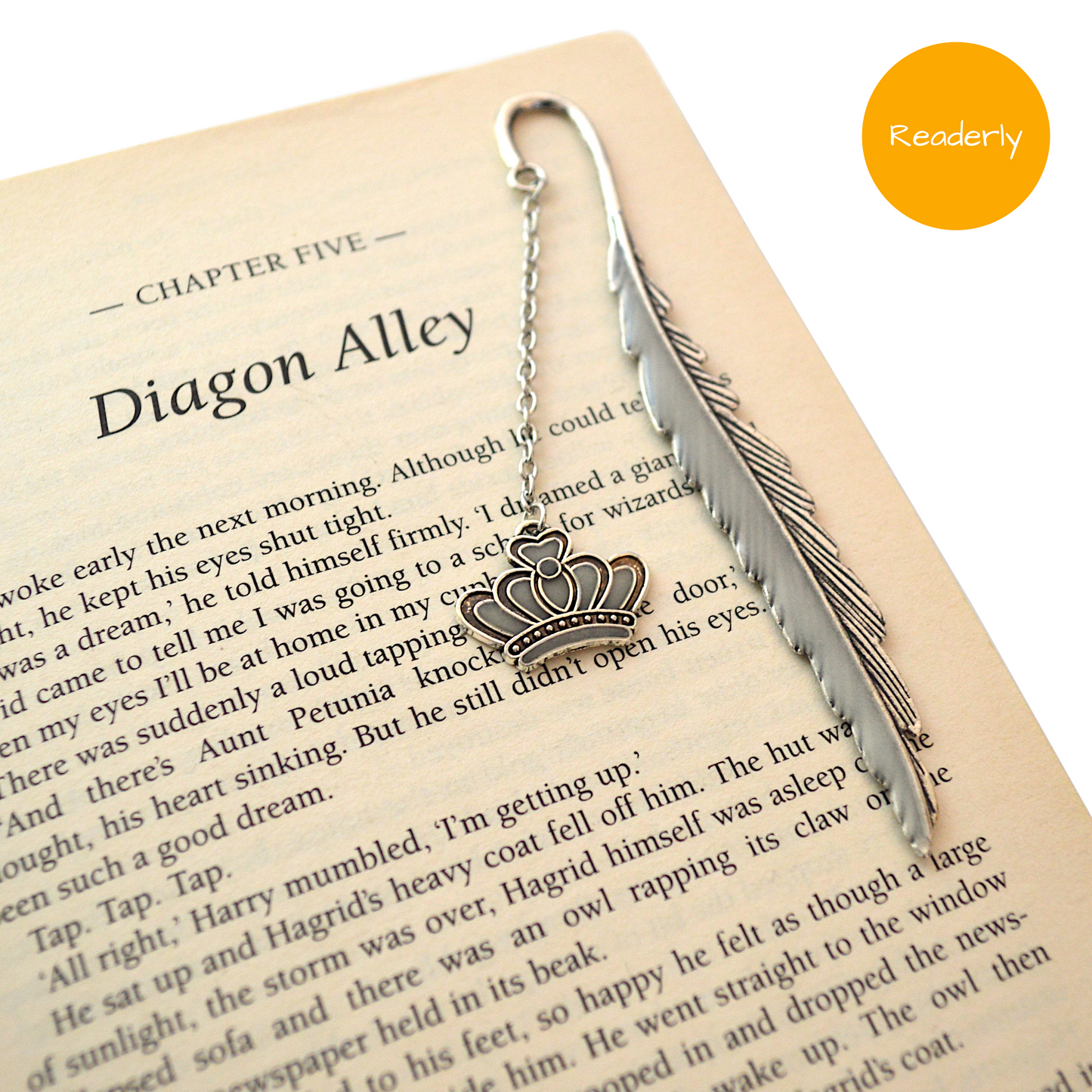 REDUCED TO CLEAR - Readerly Glow in The Dark Crown Bookmark (Silver Metal)